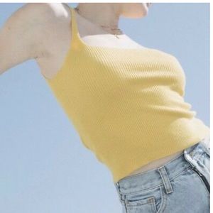 Yellow Ribbed Tank Top Brandy Melville